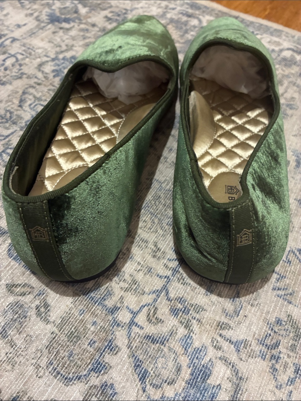 Birdies Velvet Loafers in Deep Green - pointed toe - women’s size 9 - Picture 4 of 6